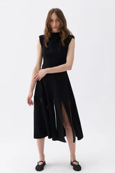 Padded Shoulder Midi Dress